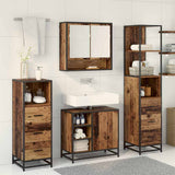 Bathroom Furniture Set with Door 3 pcs Old Wood Engineered Wood 3402503