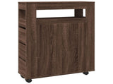 Narrow Bathroom Cabinet with Wheels Brown Oak Engineered Wood 855274