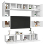 ZNTS 8 Piece TV Cabinet Set White Engineered Wood 3078691