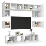 ZNTS 8 Piece TV Cabinet Set White Engineered Wood 3078691