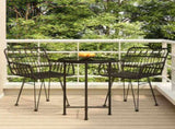 3 Piece Garden Dining Set Black Poly Rattan 3157834