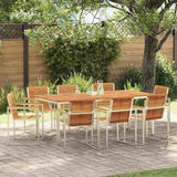 Garden Dining Set 9 pcs Solid Acacia Wood and Stainless Steel 3334812
