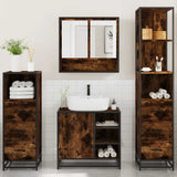 4 Piece Bathroom Furniture Set Smoked Oak Engineered Wood 3301297