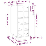 ZNTS Wine Cabinet 23x34x61 cm Solid Wood Pine 820971