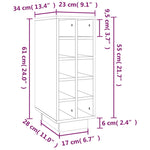 ZNTS Wine Cabinet White 23x34x61 cm Solid Wood Pine 820972