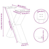 Coffee Table Legs X-Shaped 2 pcs White 60x cm Steel 4012961