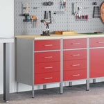 Work Cabinet with Drawer 2 pcs Red and Grey 100 x 55 x 85 cm 3321363