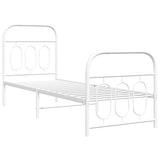 Metal Bed Frame without Mattress with Footboard White 75x190cm 377174