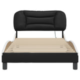 Bed Frame with LED without Mattress "Hvar" Black and White 100x200 cm 3213918