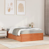 Bed with Mattress Wax Brown 120x190 cm Small Double Solid Wood Pine 3281954