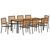 Garden Dining Set 9 pcs Black Poly Rattan 3365508