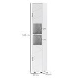 Line Embossed Tall Bathroom Storage Cabinet - White T3398P343302