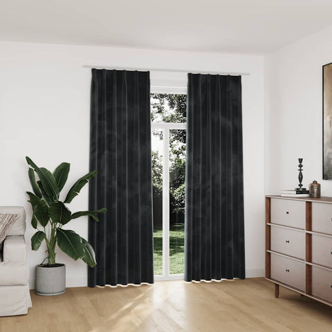 Blackout Curtains 2 pcs with Hooks Velvet Anthracite 140x225 cm 134501