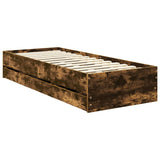 Bed Frame with Drawer Smoked Oak 75 x 190 cm Engineer Wood 3413058