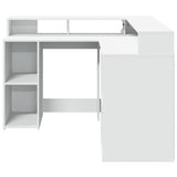Desk with LED Lights White 130x130x91 cm Engineered Wood 3309447