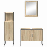 Bathroom Furniture Set with Shelf 3 pcs Brown Engineered wood 3345146