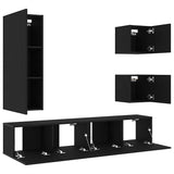 TV Cabinet Set Wall-mounted 6 pcs Black oak 160 x 30 x 30.5 cm 3393430