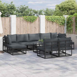 Garden Sofa Set with Cushion 10 pcs Black Aluminium 3378909