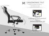 Ergonomic Office Chair Mesh Chair with Adjustable Height Tilt Function Black T3398P328235