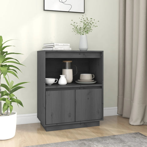 Sideboard Grey 60x34x75 cm Solid Wood Pine 813522