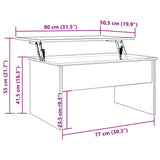 Coffee Table Artisan Oak 80x50.5x41.5 cm Engineered Wood 856931