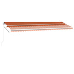 ZNTS Manual Retractable Awning with LED 600x350 cm Orange and Brown 3069685