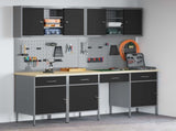 Work Cabinet with Drawer 10 pcs Black Engineered Wood and Steel 3321472
