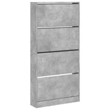 Shoe Cabinet with 4 Flip-Drawers Concrete Grey 80x21x163.5 cm 3214367
