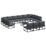 Garden Sofa Set with Cushion Black Aluminium 3378921