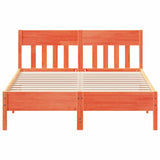 Bed Frame without Mattress Wax Brown 135x190 cm Double Solid Wood Pine 842669