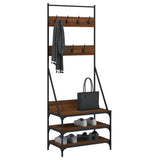 Clothes Rack with Shoe Storage Brown Oak 70x40x184 cm 837846