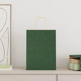 Paper Bags 250 pcs with Handles Green 26x12x35 cm 4101730