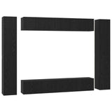 TV Cabinet Set Wall-mounted 10 pcs Black Oak Engineered Wood 3393151