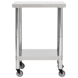 Kitchen Work Table with Wheels 60x45x85 cm Stainless Steel 51632
