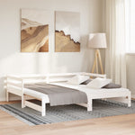 ZNTS Daybed with Trundle without Mattress White 90x200 cm Solid Wood 840142