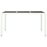 Garden Table 150x90x75 cm Tempered Glass and Poly Rattan White 316709