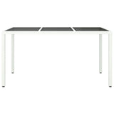Garden Table 150x90x75 cm Tempered Glass and Poly Rattan White 316709