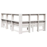 Bookcase Bed without Mattress White 135x190 cm Double Solid Wood Pine 3324398