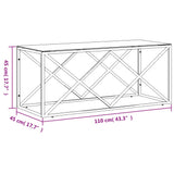 Coffee Table 110x45x45 cm Stainless Steel and Glass 349962