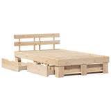Bed Frame with Headboard Brown 140 x 190 cm Solid Pine Wood 3382280