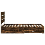Bed Frame with Drawer Smoked Oak 100 x 200 cm Engineered Wood 3412008