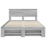 Bed Frame Grey Sonoma 160 x 200 cm Engineered Wood 3408744
