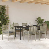 Garden Dining Set with Cushion 7 pcs Light Grey Poly rattan 3379902