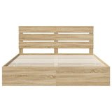 Bed Frame with Drawer Sonoma Oak 200 x 200 cm Engineer Wood 3411809