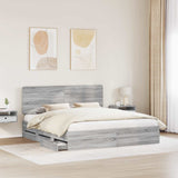 Bed Frame with Drawer Grey Sonoma 180 x 200 cm Engineer Wood 3412572