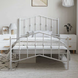 Metal Bed Frame without Mattress with Footboard White 100x190cm 373850