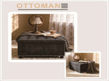 Square Storage Ottoman, Small Space Furniture, Home Decor.Dark Grey W5770P503280