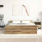 Bed Frame Artisan Oak Engineered Wood, Solid Pinewood, Plywood 3328788