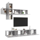 7 Piece TV Cabinet Set Concrete Grey Engineered Wood 3079129