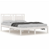 Bed Frame White Solid Pine Wood Double Durable Bed Frame 3105546